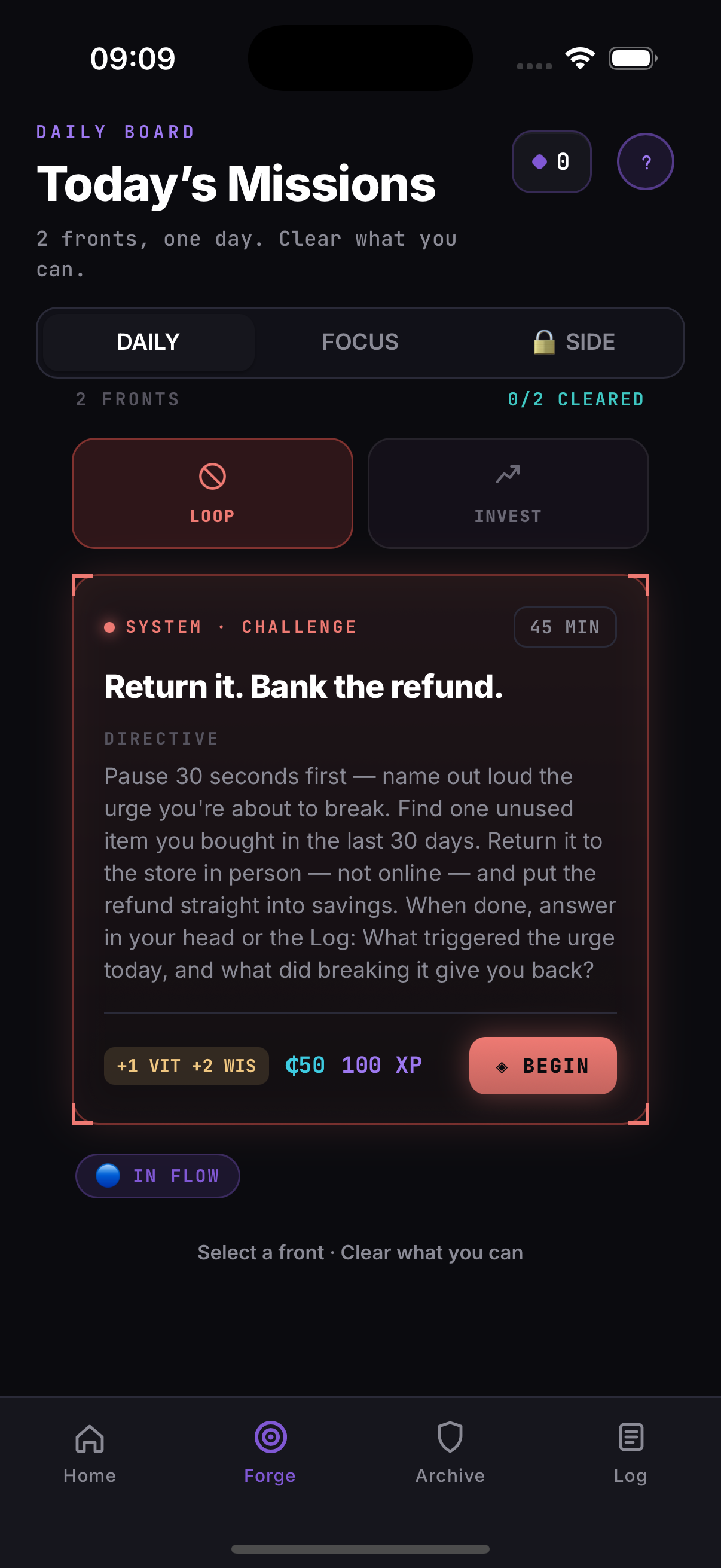 Today's Missions — daily board